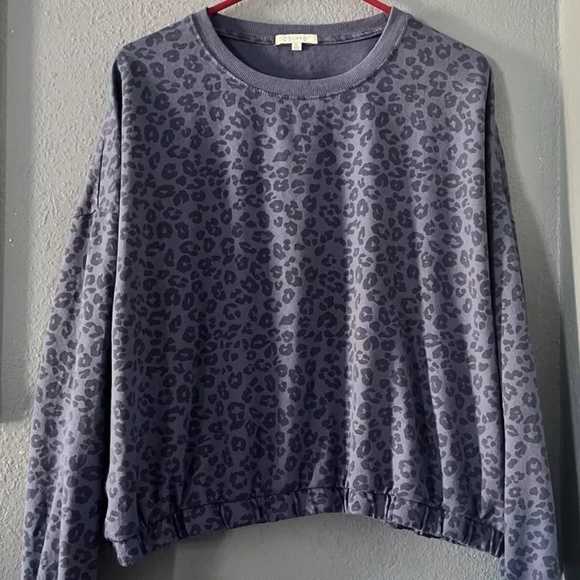 Z Supply Purple Leopard Print Crew Neck Sweater - Picture 1 of 4